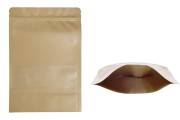 Крафт опаковка тип DOY PACK с цип и прозорец,  с външна и вътрешна облицовка прозрачна 170x40x240 mm - 100 бр.