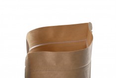 Doy Pack tip kraft torbalar, fermuarlı ve pencereli, iç ve dış şeffaf astar ve ısı ile kapama kabiliyeti