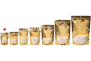 Пликове Doy Pack 90x30x140 мм алуминиеви със златиста задна част, прозрачна предна част с "цип" затваряне и термозаваряване - 100 бр.-изображение_група