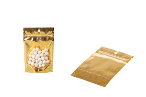 Алуминиеви пликове Doy Pack 100x30x150 mm със златиста задна част, прозрачна предна част с "цип" затваряне и възможност за термозапечатване - 100 бр./опаковка-изображение_група