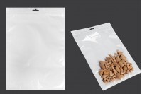 Пластмасови торбички с  цип 250x350 мм, с бял гръб  и предна прозрачна част с Eurohole - 100 бр