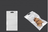 Пластмасови торбички  с цип 90x160 mm, с бяла задна част и предна прозрачна част с Eurohole  - 100 бр