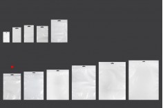 Пластмасови торбички с цип затваряне с размери  160х240 мм, бял гръб, прозрачна предна част с Eurohole