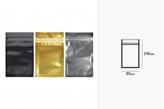 Алуминиева торбичка с цип с размери 85х140 мм, прозрачна лицева страна и възможност за термозапечтване  - 100 бр