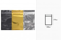 Алуминиеви торбички с цип, с размер  100x175 mm, прозрачна лицева страна и възможност за термозапечатване  - 100 бр