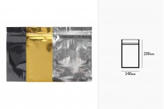 Алуминиева торбичка с цип 140x200 мм, прозрачна предна страна и възмоцност за термозапечатване  - 100 бр