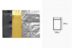 Алуминиева торбичка  с цип, с размер  160x240 мм, прозрачна предна част и възможност за термозапечатване - 100 бр