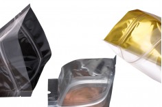 Алуминиева торбичка с цип с размери 85х140 мм, прозрачна лицева страна и възможност за термозапечтване  - 100 бр