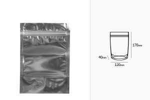 Опаковак Doy Pack с размери 120x40x170 mm с цип затваряне, алуминиева задна част и прозрачна предна част -100 бр.-изображение_размери