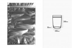 Doy Pack poşet 200x50x300 mm alüminyum arka, fermuarlı ve ısı sızdırmazlık özelliğine sahip şeffaf ön - 100 adet