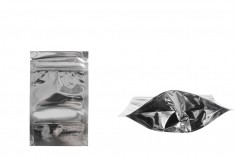 Doy Pack tipi torbalar 80x30x130 mm alüminyum arka taraf,  şeffaf ön  - 100 adet