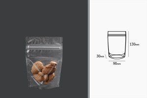 Прозрачна Doy Pack опаковка с размери  90x30x130 mm с цип - 100 бр.-изображение_размери