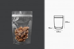 Прозрачна опаковка  Doy Pack 120x40x200 mm с цип  - 100 бр. 