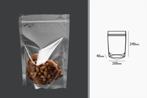 Прозрачна опаковак Doy Pack с размери  160x40x240 mm с цип - 100 бр.-изображение_размери