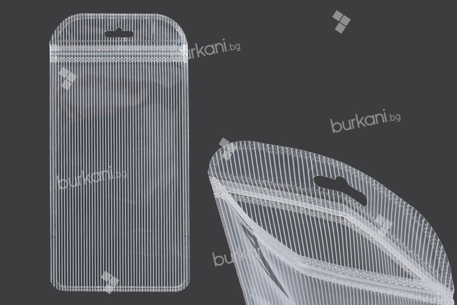 Пластмасови торбички с цип 120х230 мм прозрачна предна част с дупка Eurohole - 100 броя