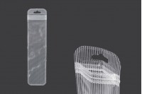 Fermuarlı plastik poşetler 55x220 mm, çizgili şeffaf sırt ve delik eurohole - 100 adet