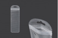 60х185 mm çizgili, önü ve arkası şeffaf ve eurohole delikli fermuarlı plastik poşetler - 100 adet