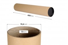 Plastik kapaklı silindirik kağıt ambalaj kutusu 73x450 mm - 10 adet