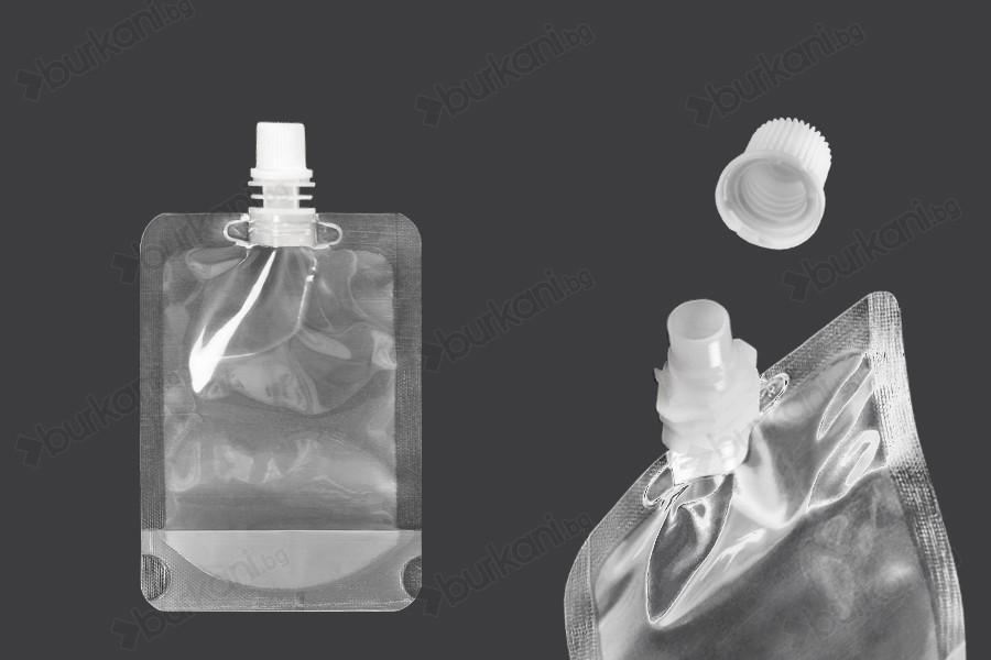 Прозрачна торбичка тип ДОЙ ПАК 100 ml  с бяла капачка - 50 бр-изображение_продукт