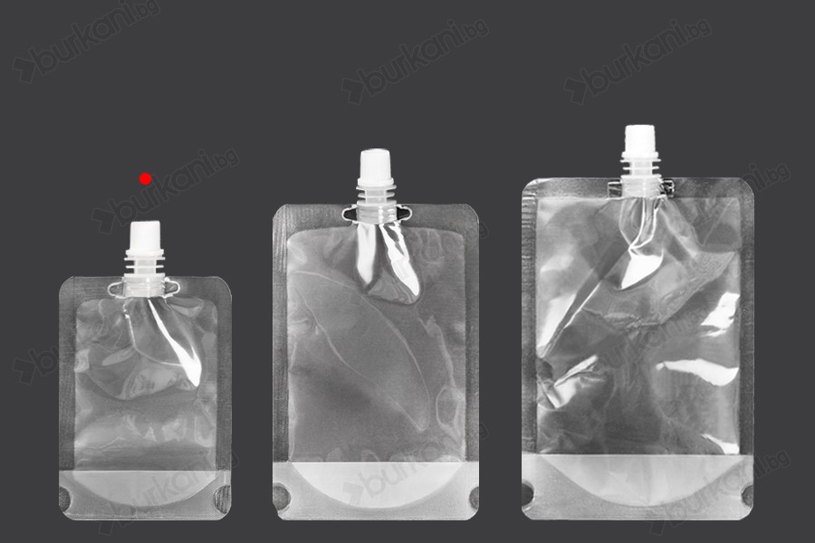 Прозрачна торбичка тип ДОЙ ПАК 100 ml  с бяла капачка - 50 бр-изображение_размери
