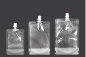 Прозрачна опаковка тип Doy Pack 500 ml с бяла капачка - 50 бр Прозрачна опаковка тип Doy Pack 500 ml с бяла капачка - 50 бр