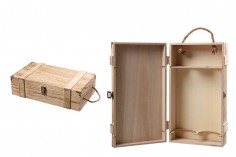 Дървена кутии за съхраняване на 2 бутилки за вино 