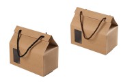 Кутия - крафт чанта с прозорец и дръжка 180x100x160 - 20 бр