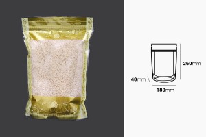 Прозрани торбички тип ДОЙПАК с цип, с размери 180x40x260 mm, в опаковка от 50 броя-изображение_размери