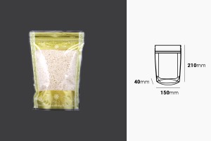 Прозрани торбички тип ДОЙ ПАК с цип, с размери 150x40x210 mm, в опаковка от 50 бр.-изображение_размери