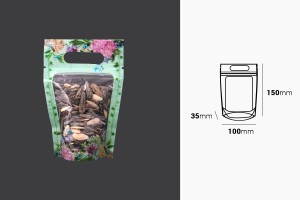 Прозрачни пликчета ДОЙ ПАК с цип и дръжка, с размери 100x35x150 mm , в опаковка от 50 бр.-изображение_размери
