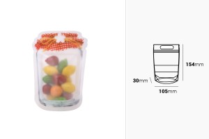 Пликове тип Doy Pack с цип във формата на буркан с размери 105x30x154 mm с цип затваряне - 50 бр./пакет-изображение_размери