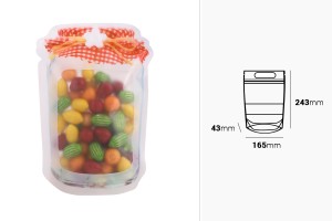 Пликове тип Doy Pack с цип във формата на буркан с размери 165x43x243 mm - в опаковка от 50 бр.-изображение_размери