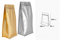 Doy Pack tipi alüminyum torbalar 150x95x325  valfli, &quot;fermuarlı&quot; kapamalı ve ısıl yapıştırma imkanı - 25 adet