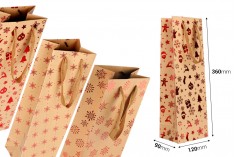 Şarap şişesi için Noel kağıt kraft torba 120x90x360 mm - 12 adet