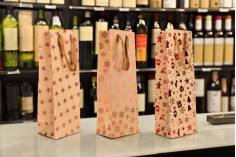 Şarap şişesi için Noel kağıt kraft torba 120x90x360 mm - 12 adet