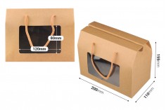 Хартиена кутия - куфарче(чантичка) с размери  200х110х155 мм с връв и прозорец - 12 бр.