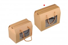 Хартиена кутия - куфарче(чантичка) с размери  200х110х155 мм с връв и прозорец - 12 бр.