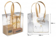 Проразчна пластмасова чанта ( торбичка) за подарък с дръжка с размери 150x75x150 mm  - 12 бр. 