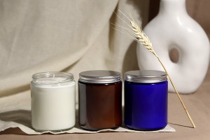 Стъклен син буркан 250 мл с алуминиева капачка-изображение_размери