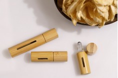 Roll on bottle 10 ml bamboo (glass inside) with metallic ball - 6 pcs