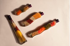 Стъклена бутилка с различни плодове за декориране на кухнята 45х160 - 100 мл