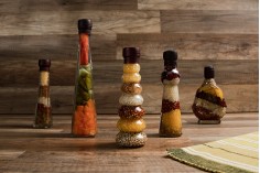 Стъклени бутилки със  зеленчуци за кухненска декорация 50x230 - 180 мл