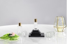 Стъклена квадратна бутилка за парфюм 100 мл  Кримп ( за еднократна употреба) 15 mm