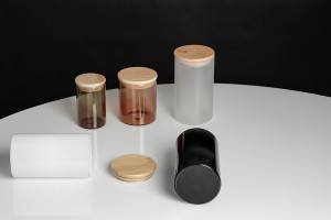 Стъклени буркани с размер  85x100 mm с херметическа дървена капачка-изображение_група