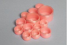 Пластмасово розово бурканче за крем 30 мл с прозрачна капачка, в опаковка от 12 бр.