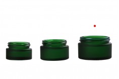 Стъклено зелено матово бурканче за крем  50 мл с различни цветове капачка и уплътнител