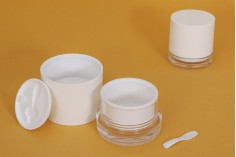 Plastik beyaz akrilik 30 ml spatulali kozmetik kavanoz