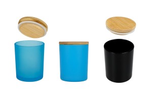 Стъклен буркан 200 мл с дървена бамбукова капачка-изображение_група