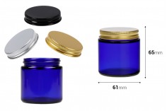 Alüminyum kapaklı mavi cam kavanozu 100 ml 
