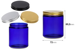 Стъклен син буркан 250 мл с алуминиева капачка-изображение_група